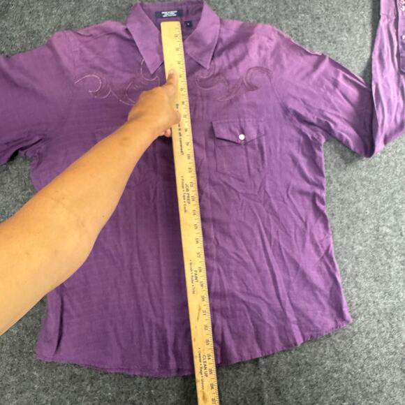 Western Rodeo Shirt Purple Pearl Snap Long Sleeve Arena‎ Shirt Cruel Girl L FLAW - Picture 8 of 10